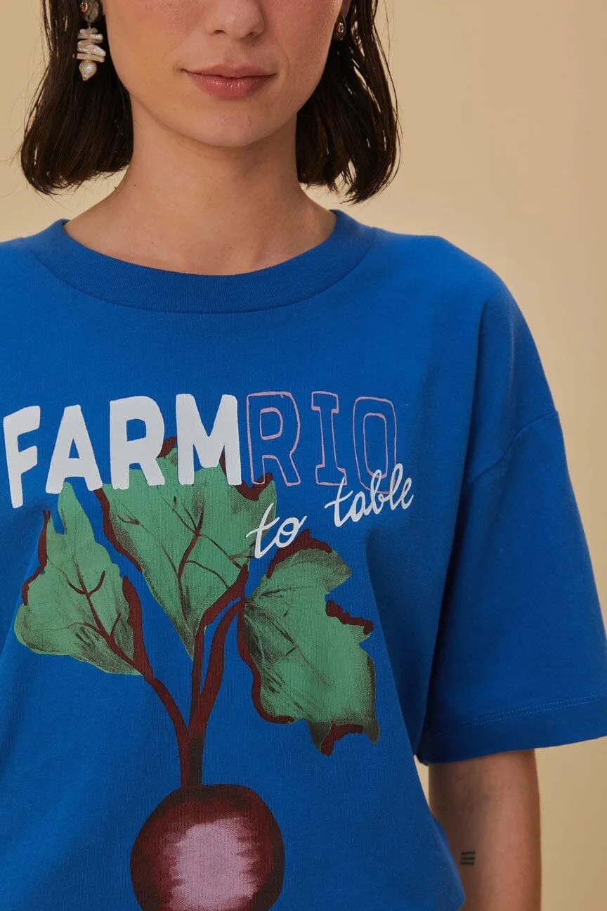 CompressiveFitFabric MultiPocketDesign Blue Beet Farm To Table Organic Cotton T-Shirt