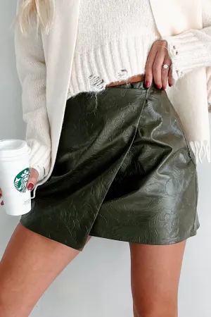 Clean Outfit Ready For Autumn Wrap Pleather Mini Skort (Olive)