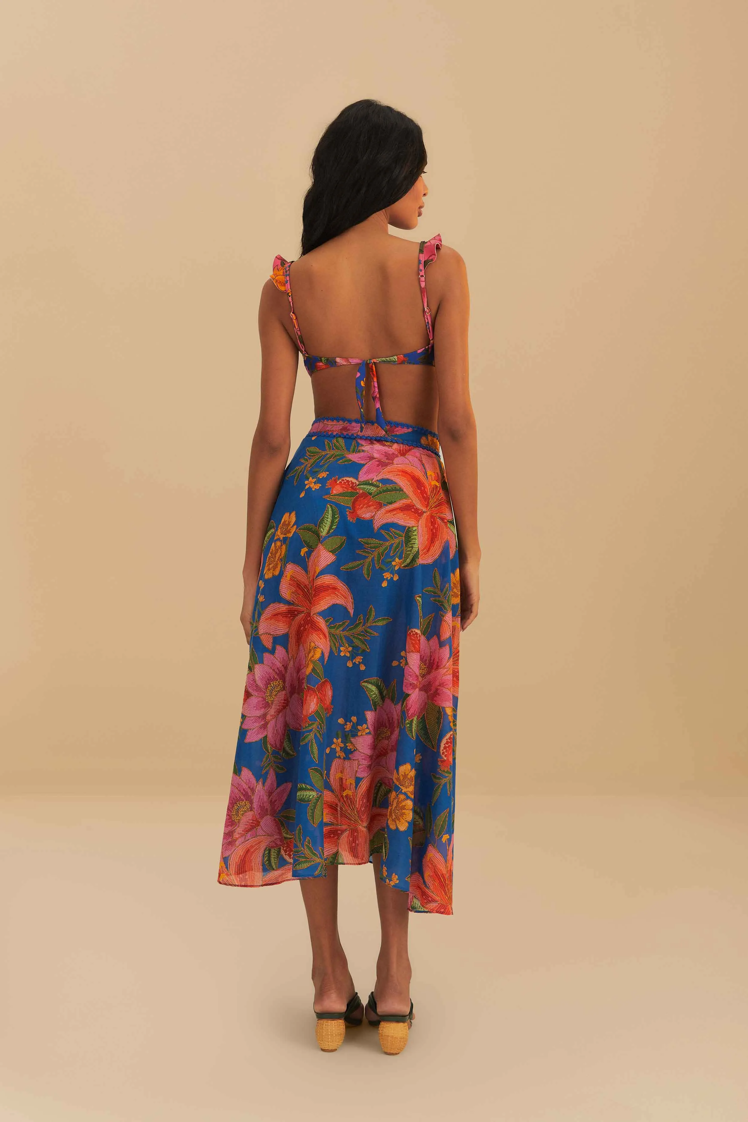 Mood Dressing Blue Summer Fruit Midi Skirt