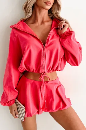 Relax, Recharge, Repeat Two-Piece Puff Skirt Set (Coral) Polished Style Budget Friendly