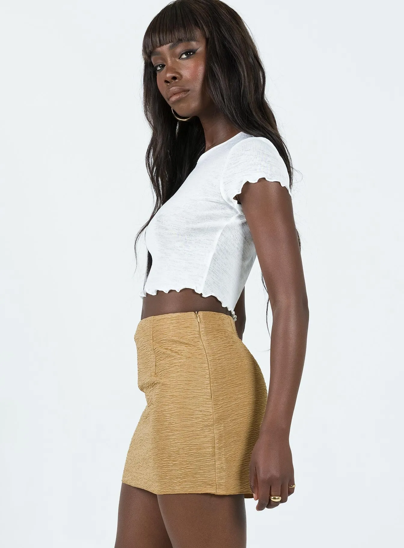 Selby Textured Mini Skirt Beige Coordinated Set