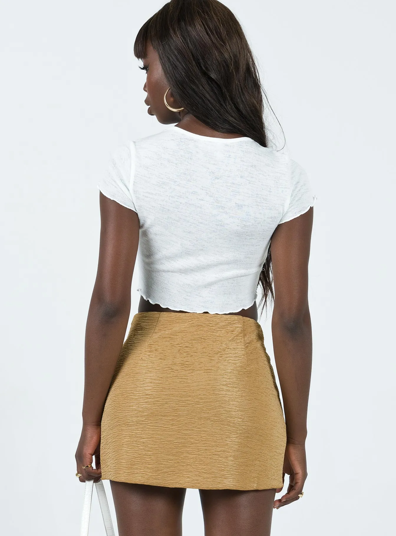 Simple Style Chill Feel Selby Textured Mini Skirt Beige