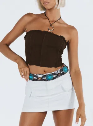 Zakai Cargo Denim Mini Skirt White Multi Purpose