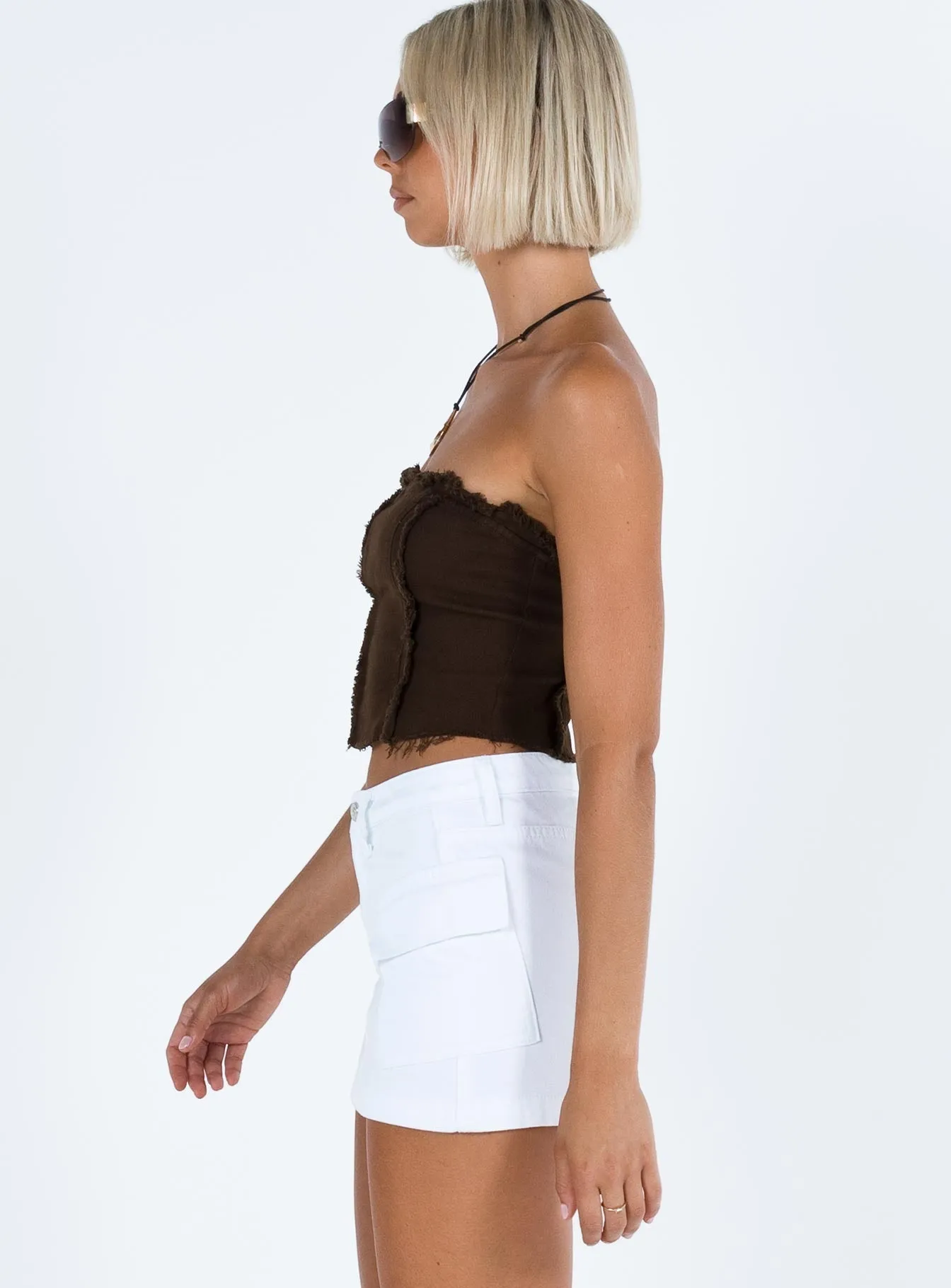 Zakai Cargo Denim Mini Skirt White Polished Look Modern Details