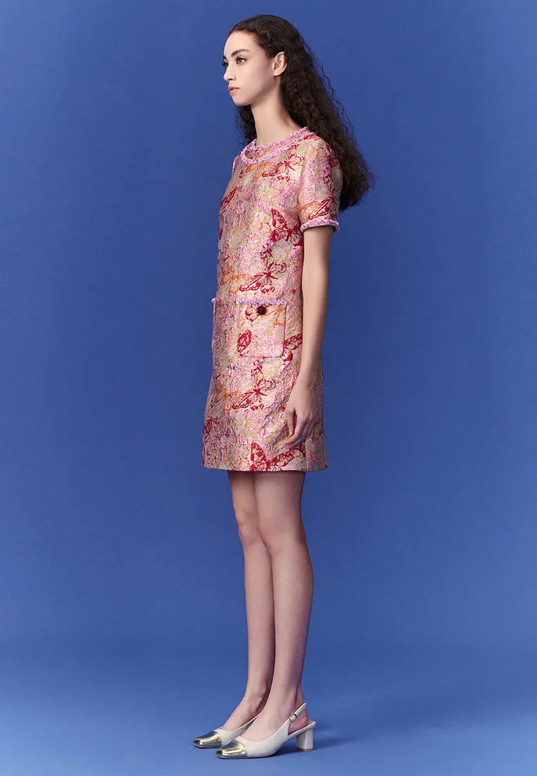 Feather Glow Passion Jacquard Dress