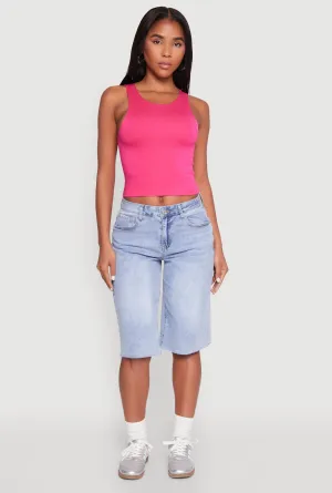 Non Chafing Edges Crew Neck Cropped Tank Top
