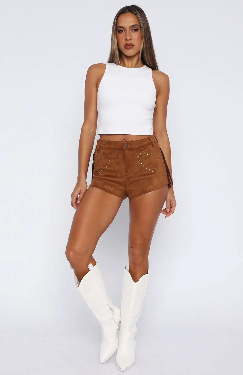 If I Had A Heart Suede Shorts Almond Warm Vibe