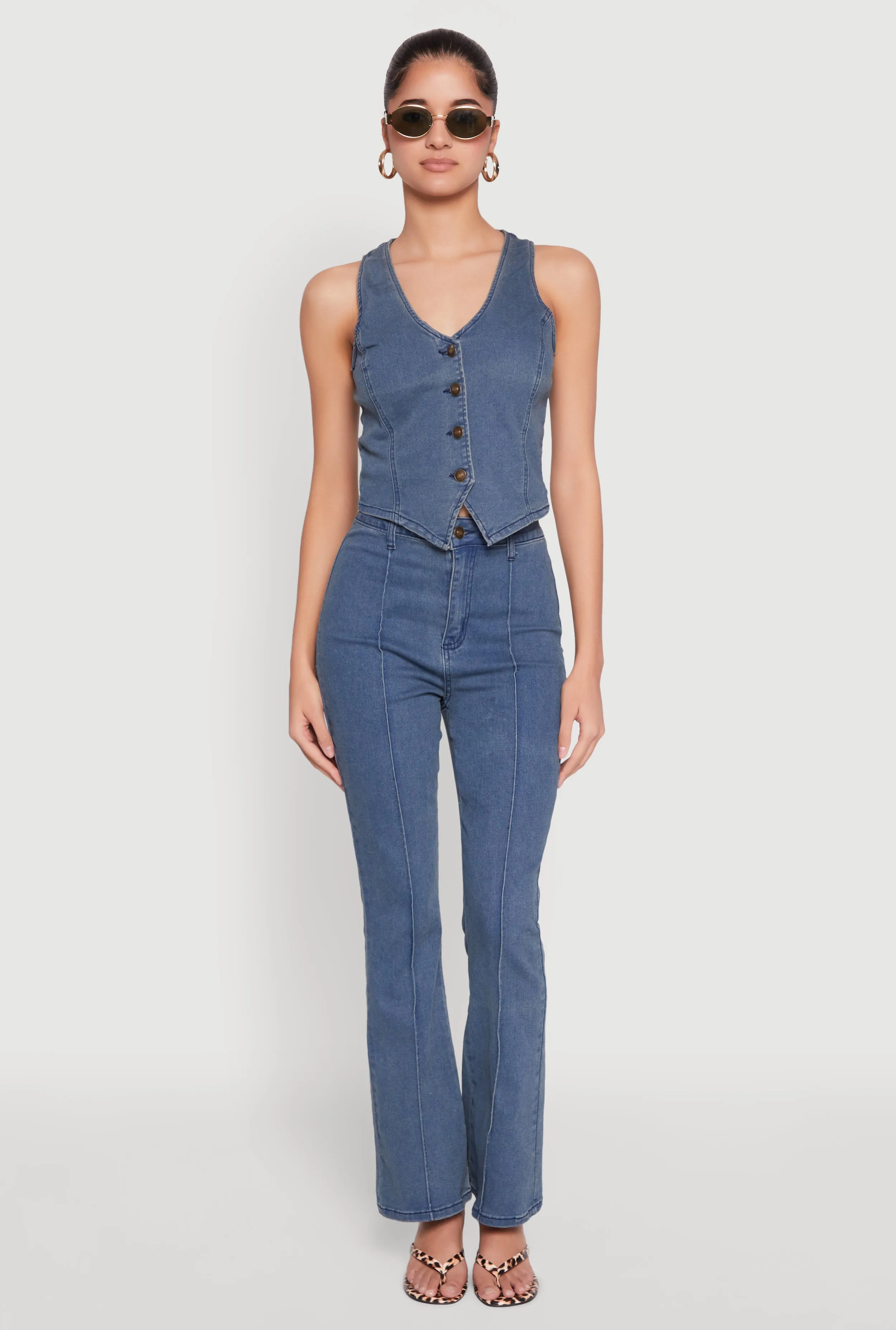 Street Casual Pintuck Flare Jeans