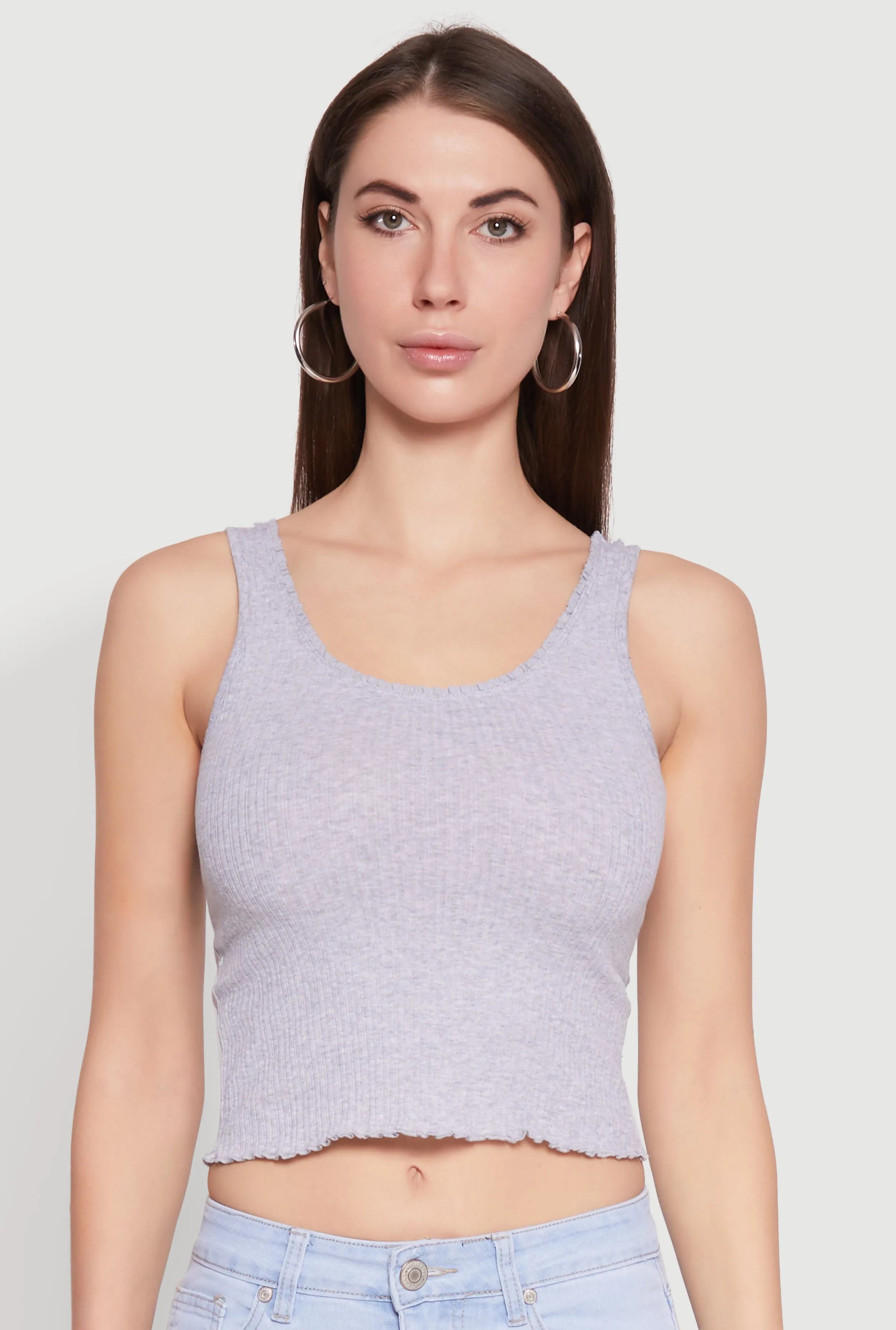 Heat Control Crochet Trim Rib Knit Tank Top