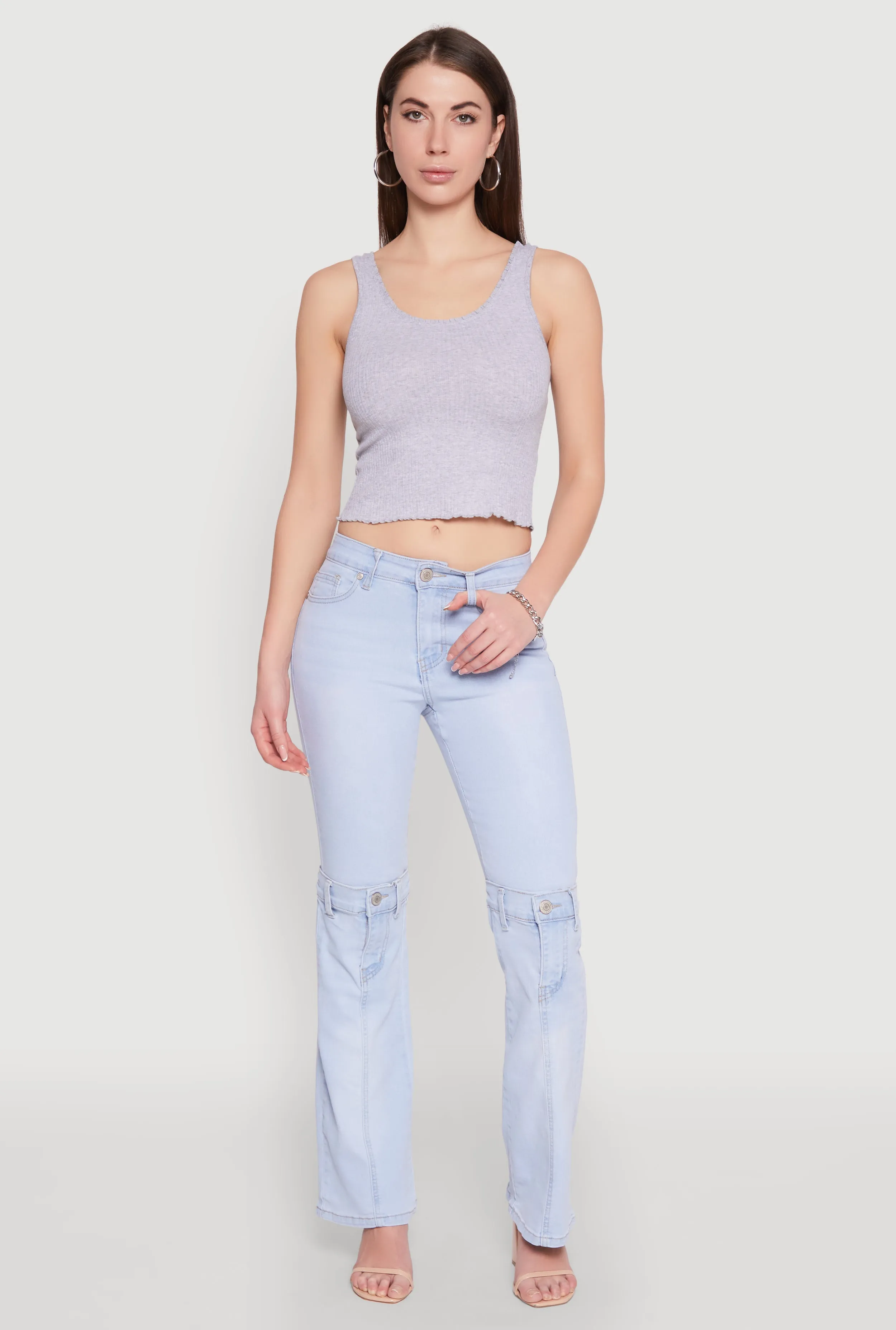 Crochet Trim Rib Knit Tank Top high - pressure resistance test passed