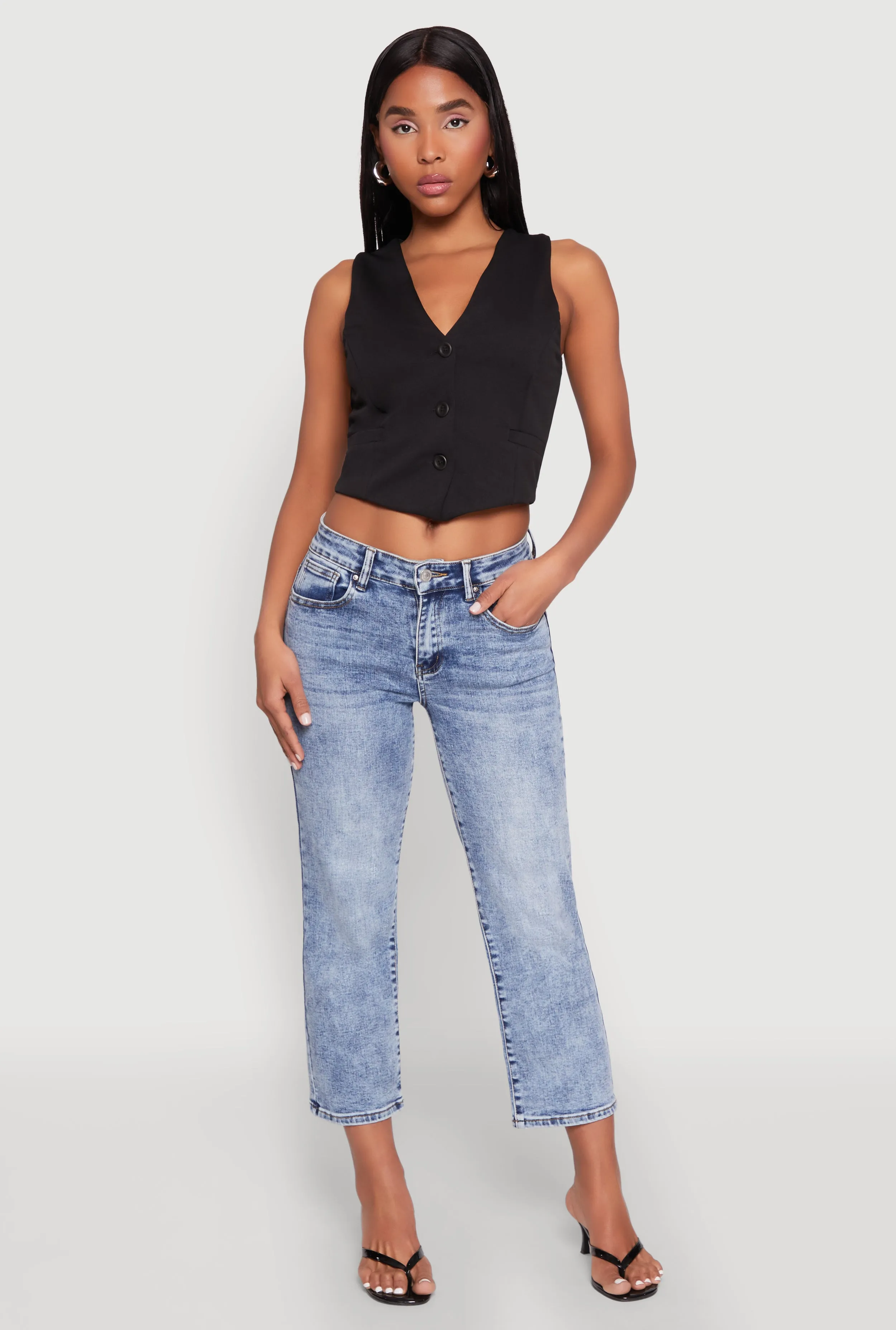 Shopping Day Vibrant Thermal Regulating Fabric WAX Straight Leg Capri Jeans