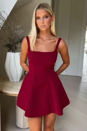 Alice Dress - Burgundy Structured Collar
