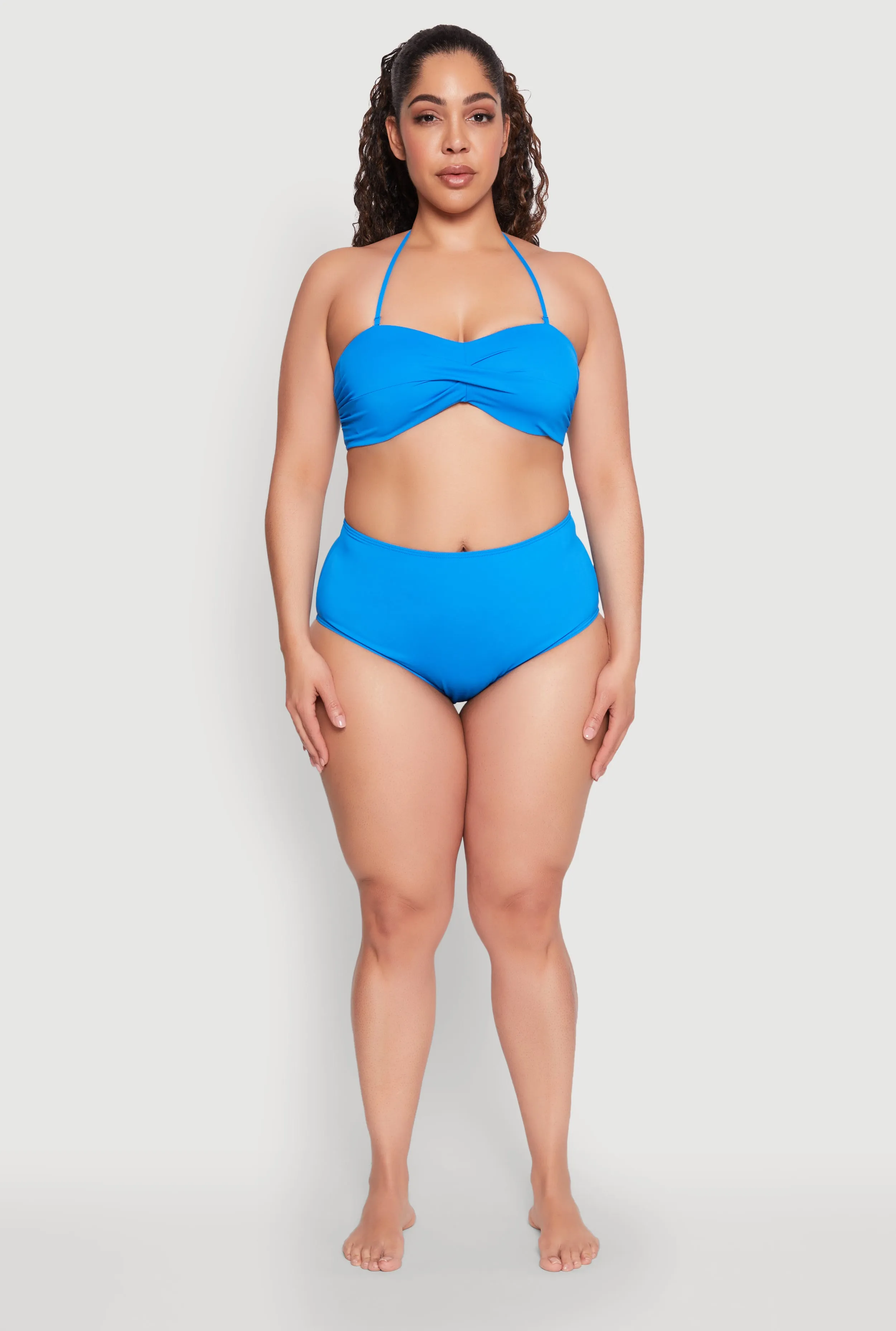 Plus Size Twist Front Swim Bandeau Bikini Top Lightweight Layering Adjustable Straps
