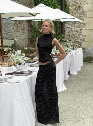 Ford Maxi Skirt Onyx Polka Fashion Mood