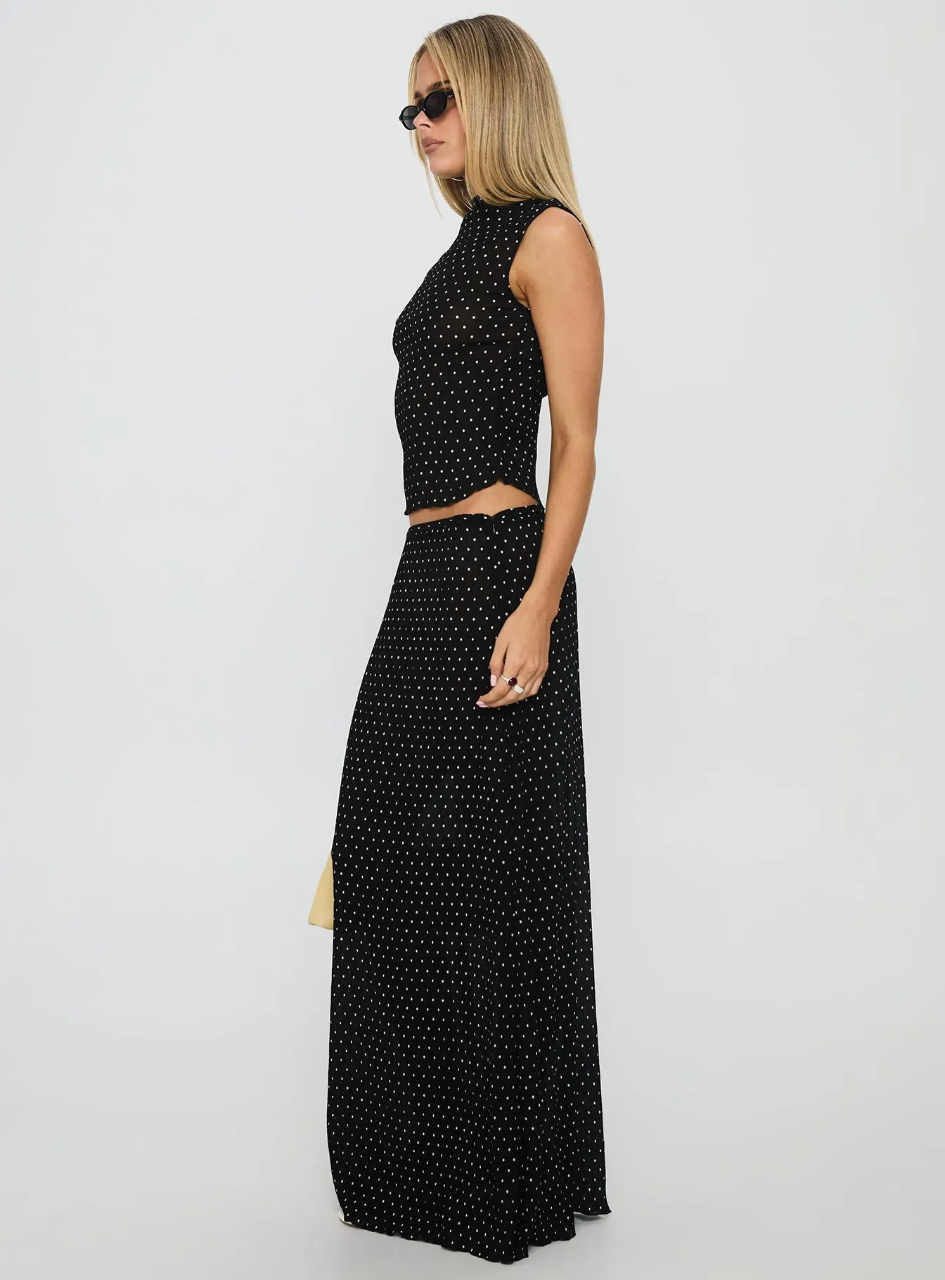Ford Maxi Skirt Onyx Polka Weekend Ready