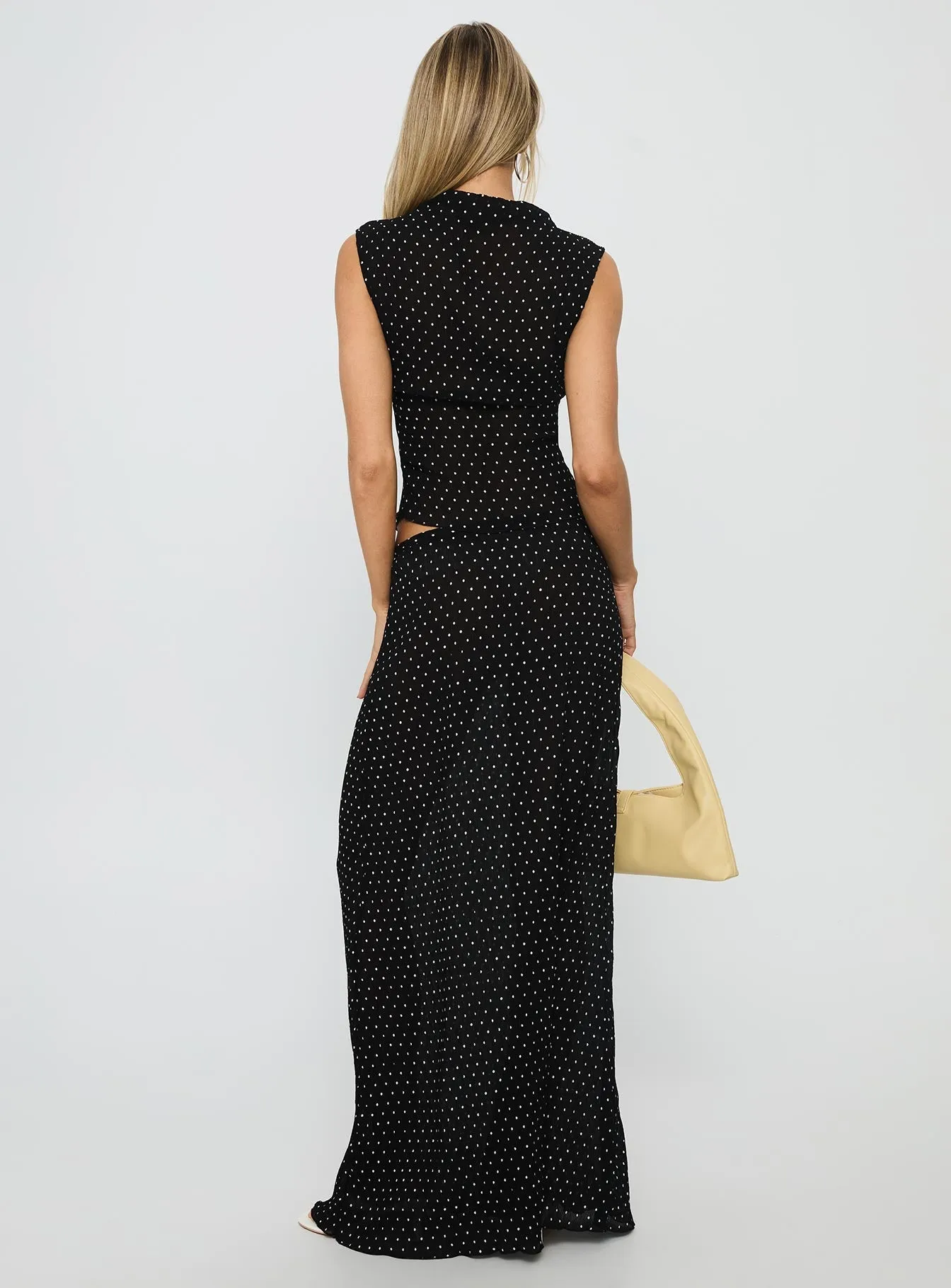 Geometric Print Easy Fashion Ford Maxi Skirt Onyx Polka