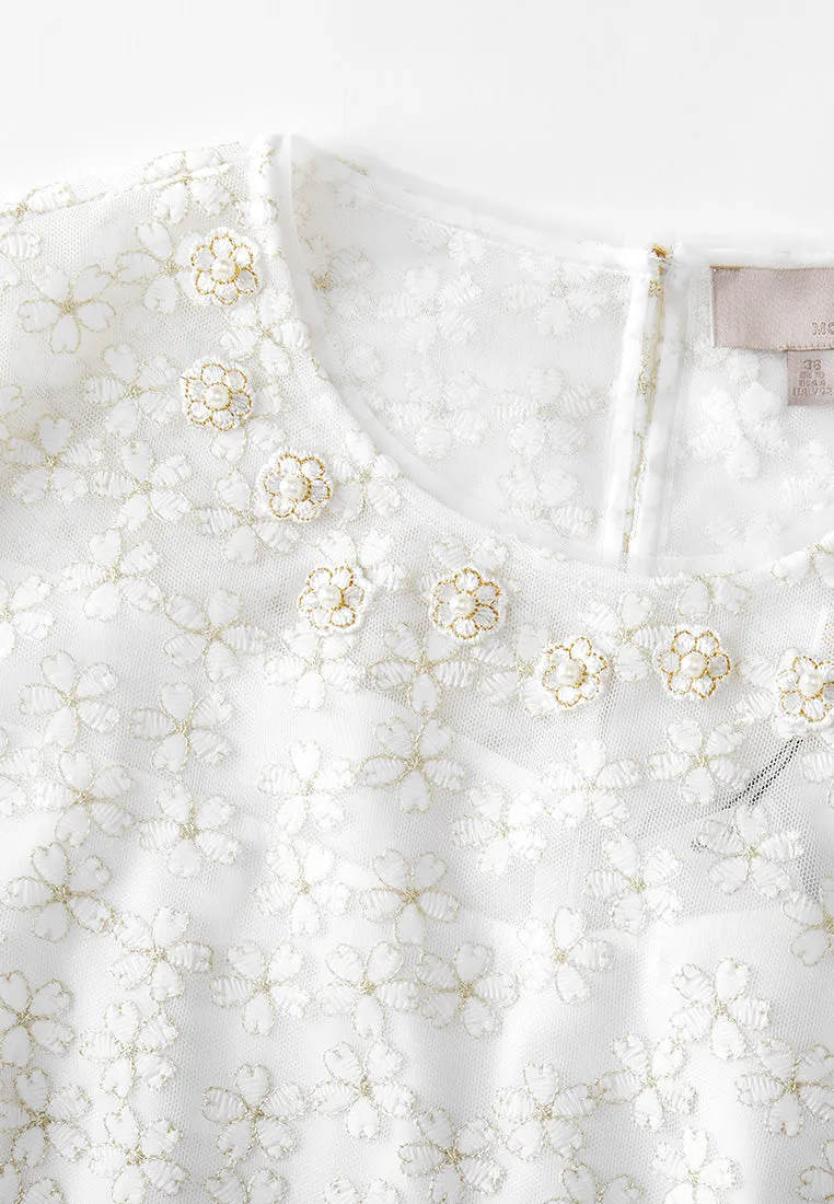 ReinforcedStitching QuickDryTechnology Embroidered Mesh Belted Dress