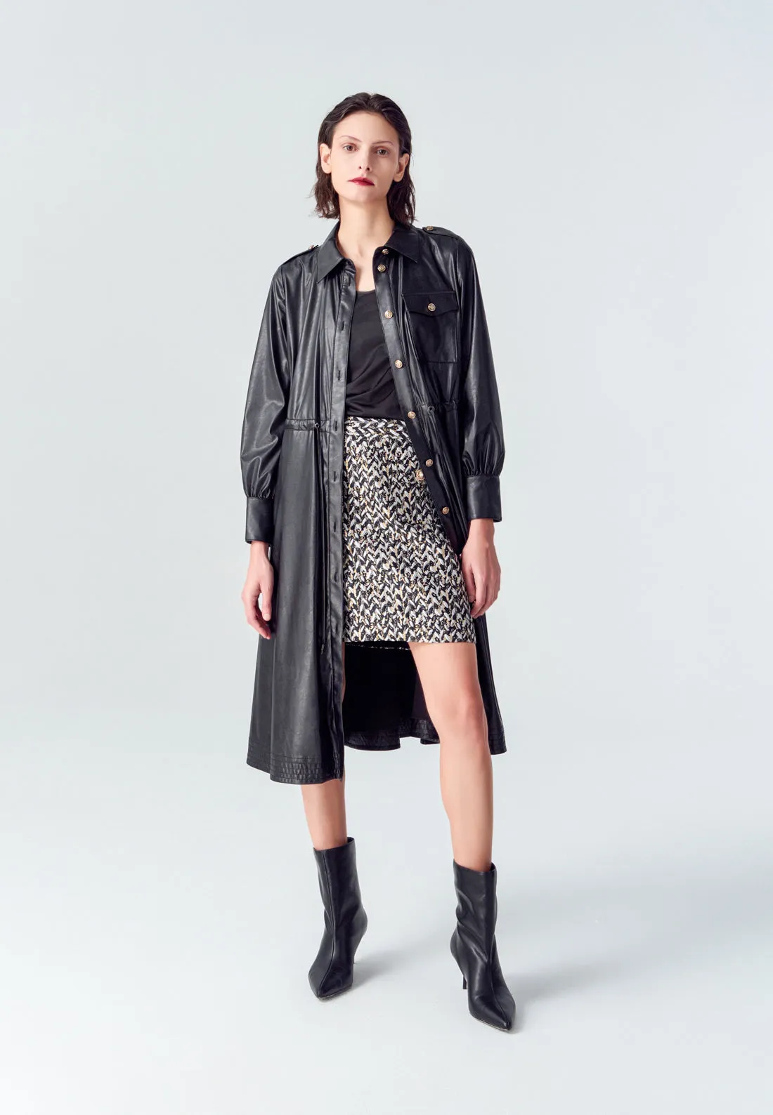 Motorcycle Black Vegan Leather Coat Dress RecycledBlend Magic Glow