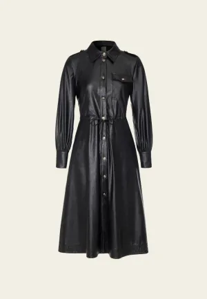 Motorcycle Black Vegan Leather Coat Dress Star Mood Night Out