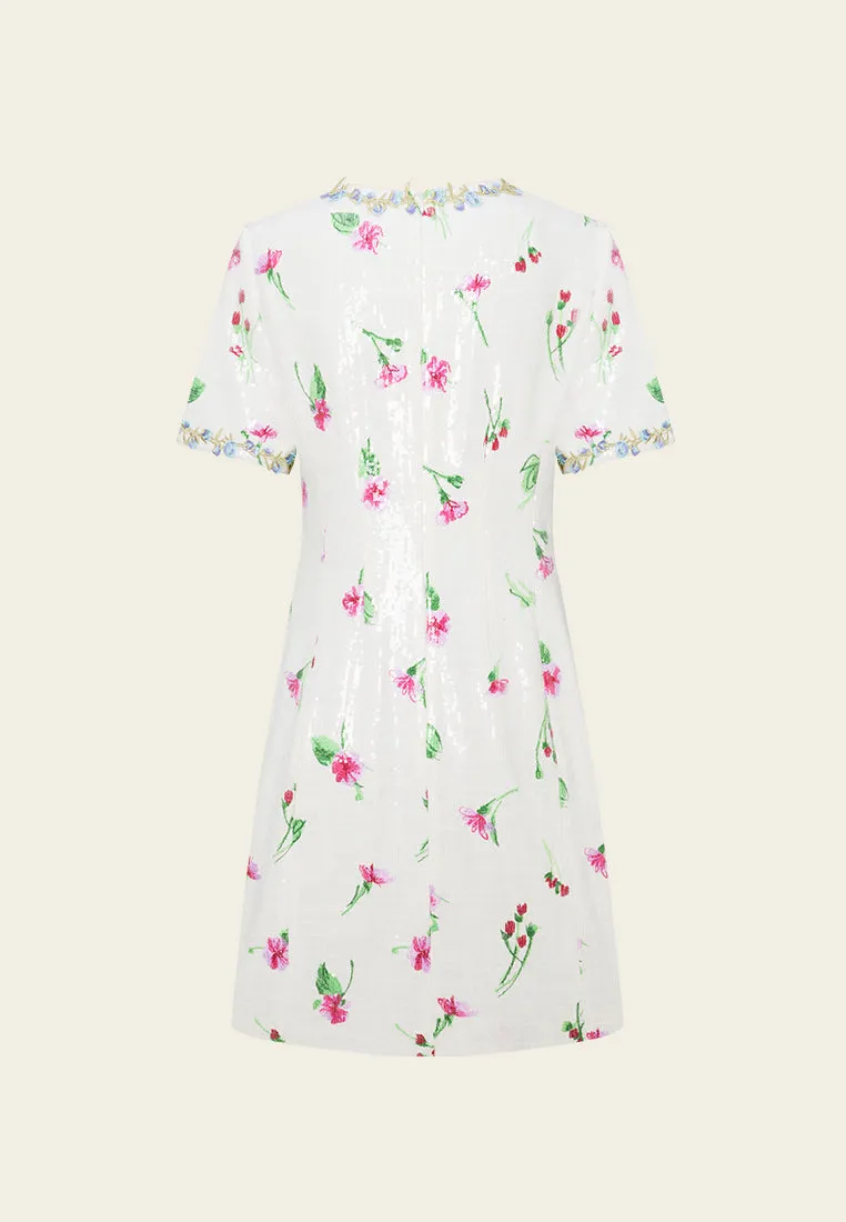 Desert Heat Appliqu??-detail Embroidered Sequined Cheongsam