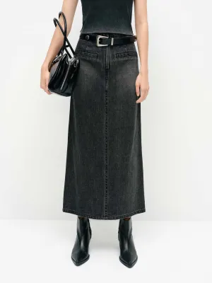 Warm Insulation Vintage Straight Denim Skirt