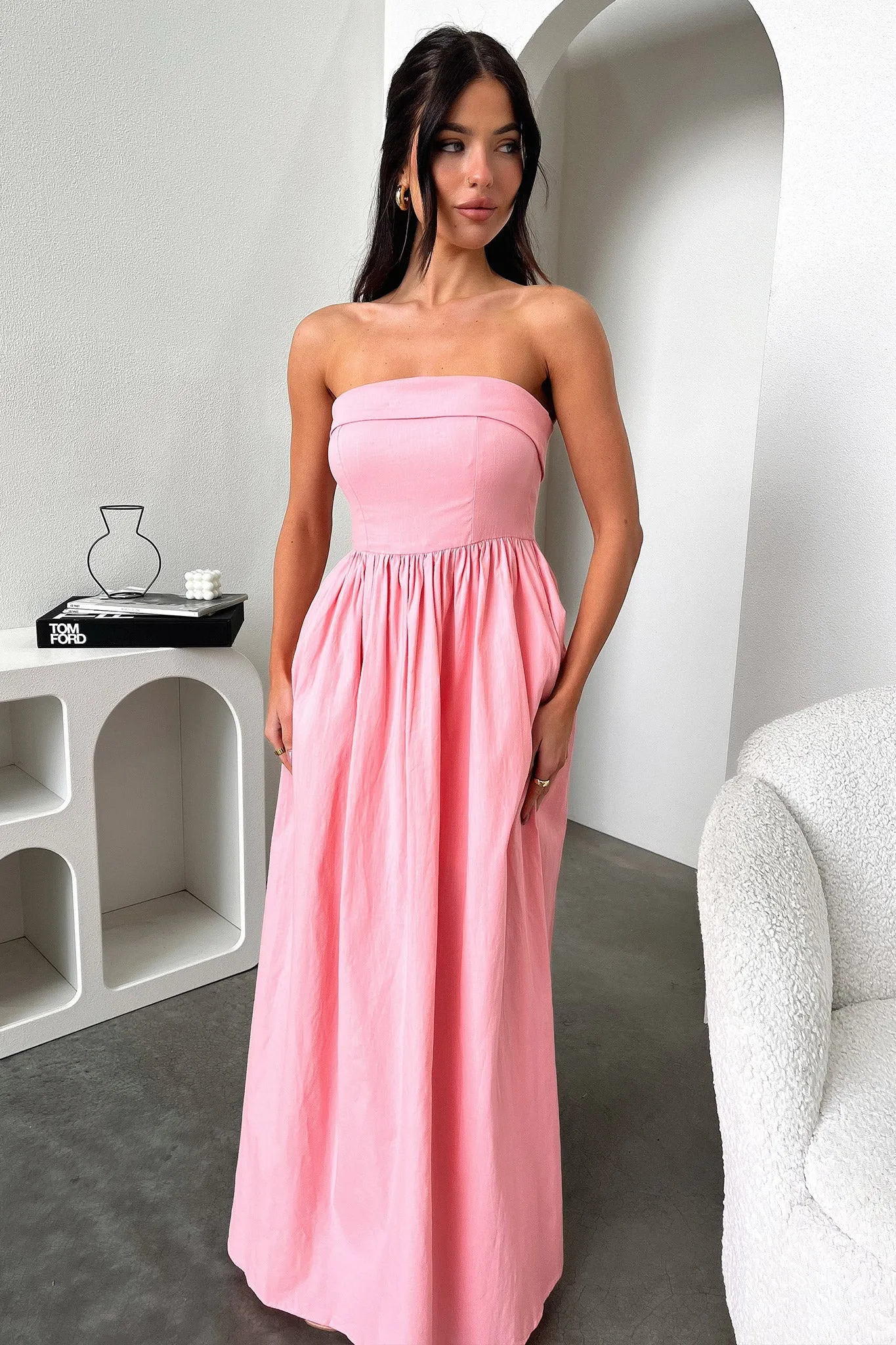 The flattering design of this dress ensures it enhances your shape while providing comfort Cornell Maxi Dress - Pink