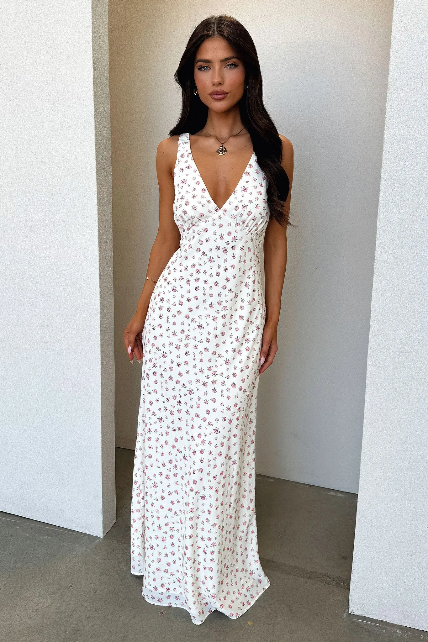 Naf V-Neck Maxi Dress - Rose Floral Gorgeous floor-length style