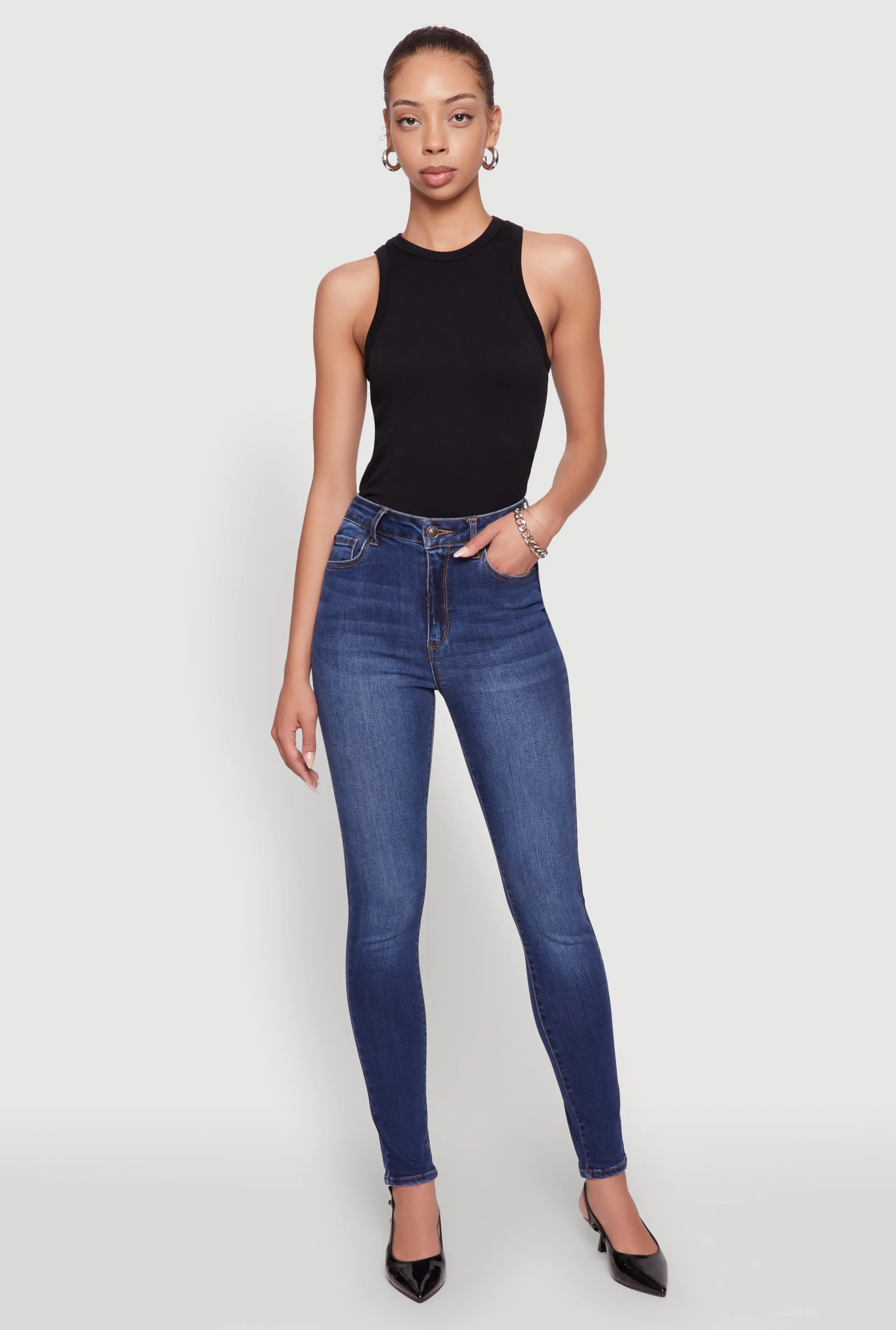 WAX Whiskered Rolled Cuff Skinny Jeans Fit and Comfort