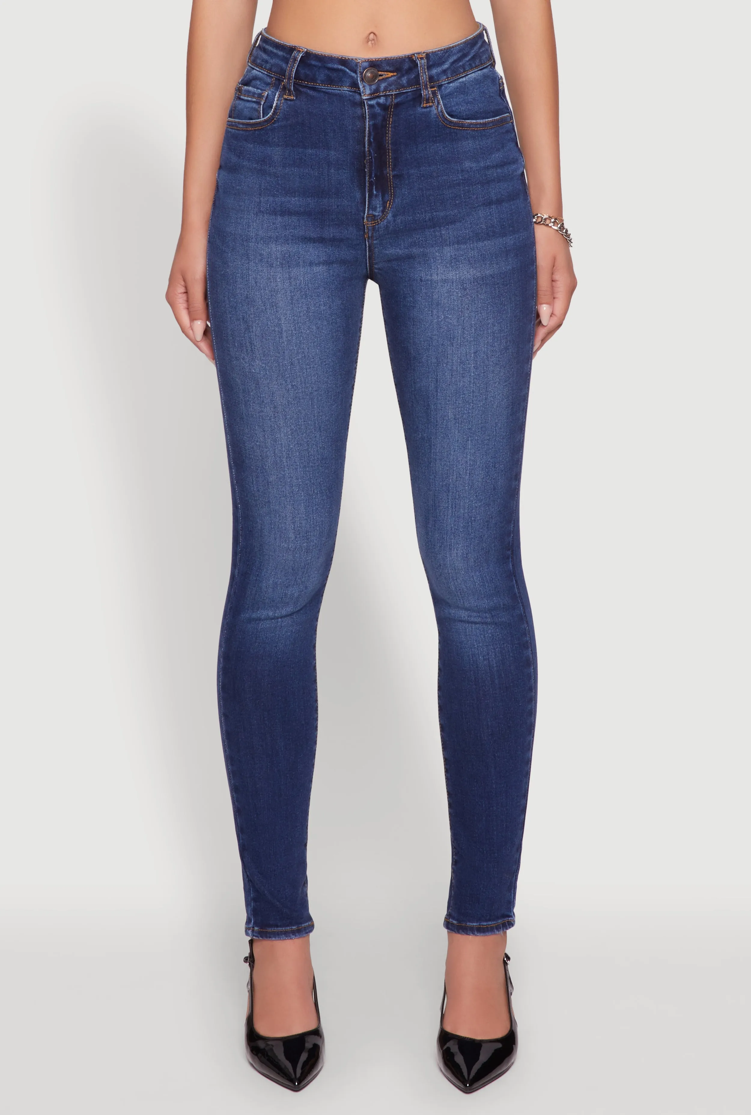 Essential Look WAX Whiskered Rolled Cuff Skinny Jeans