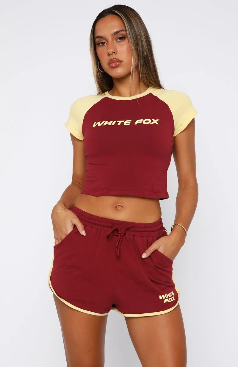 Another Level Relaxed Shorts Burgundy Lightweight Weave