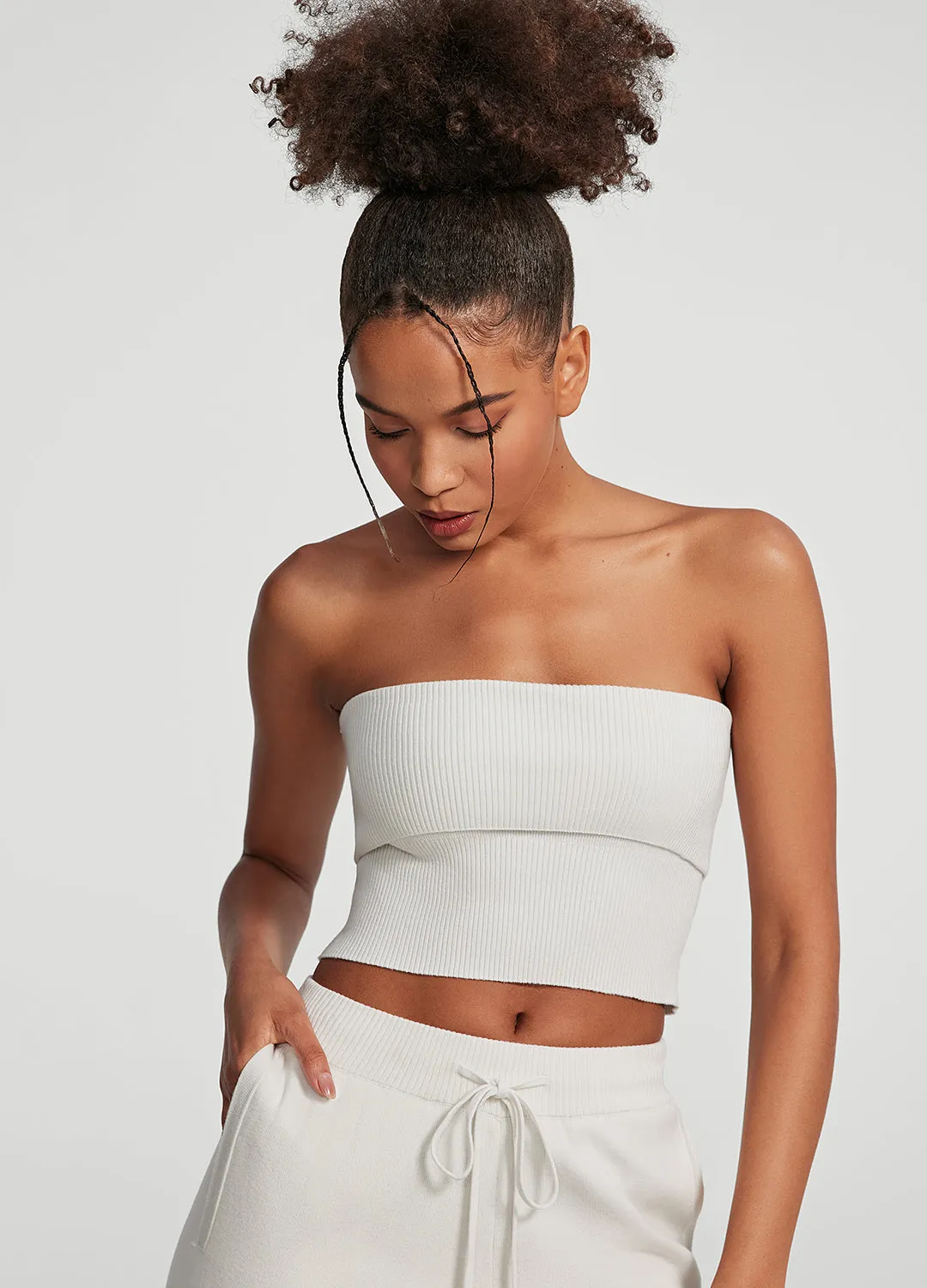 Chunky Knit Crop Top Hidden Zipper Pocket