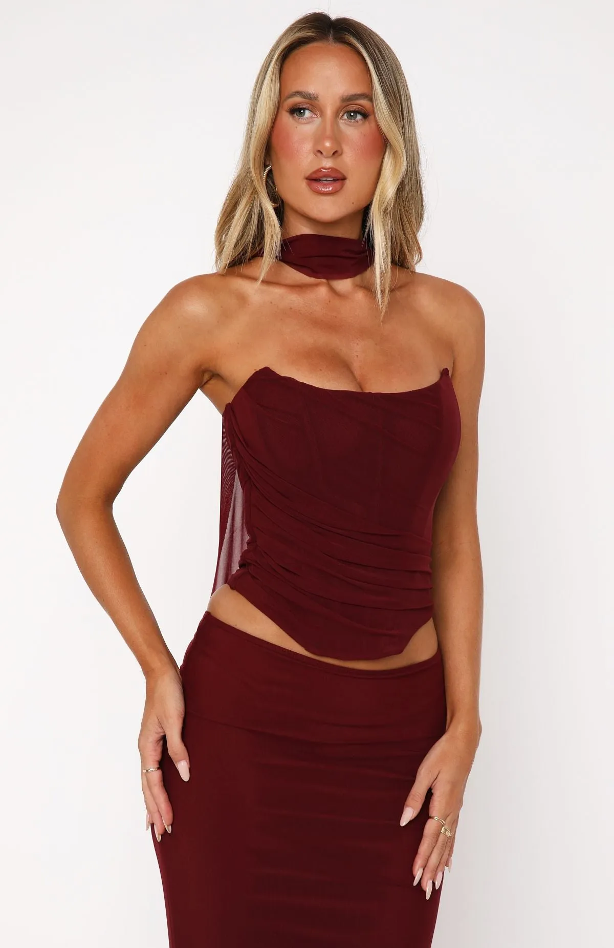 Lovers Lane Strapless Bustier Burgundy Workout Apparel