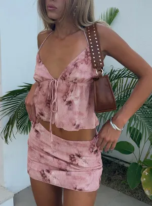 Mauro Set Pink Antique Floral ribbed texture