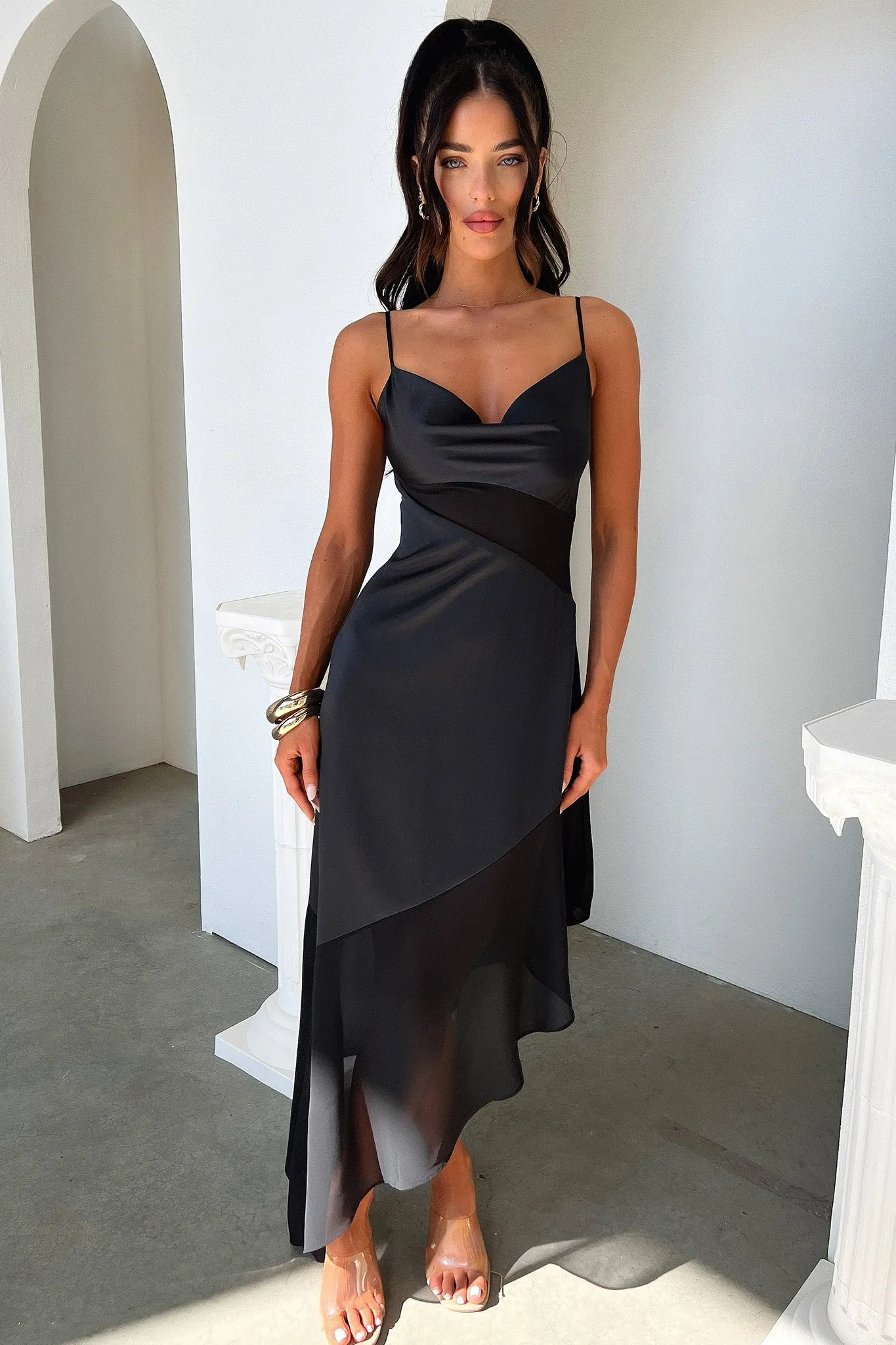 Talena Dress - Black Ocean Blue Breeze Path