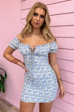 Coquette Feel Relaxed Chic Maisie Dress - White/Green/Blue