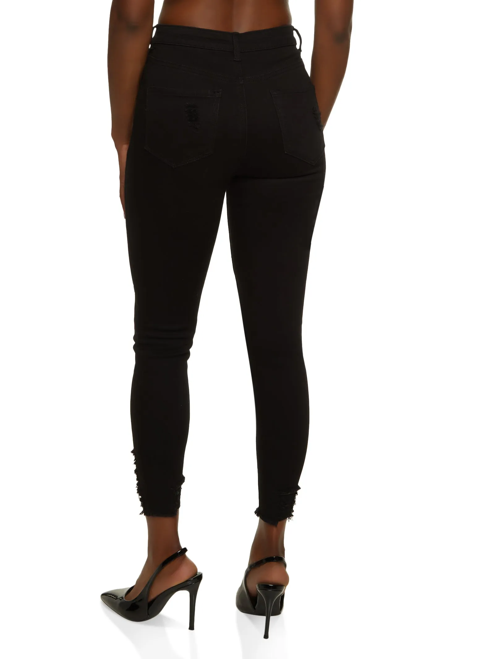 Regular Look Active Friendly WAX Distressed Frayed Hem Skinny Jeans