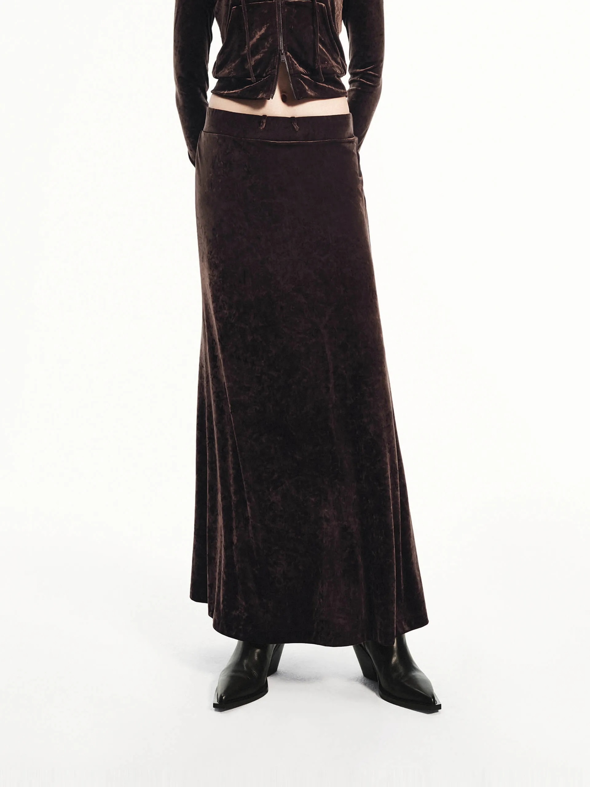 Smart Design Velvet Drawstring Waist Skirt