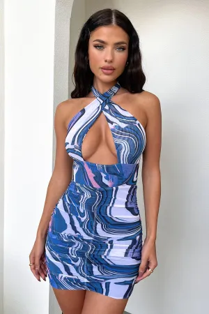 Sunny Dress - Blue Marble Easy-to-style mini gown