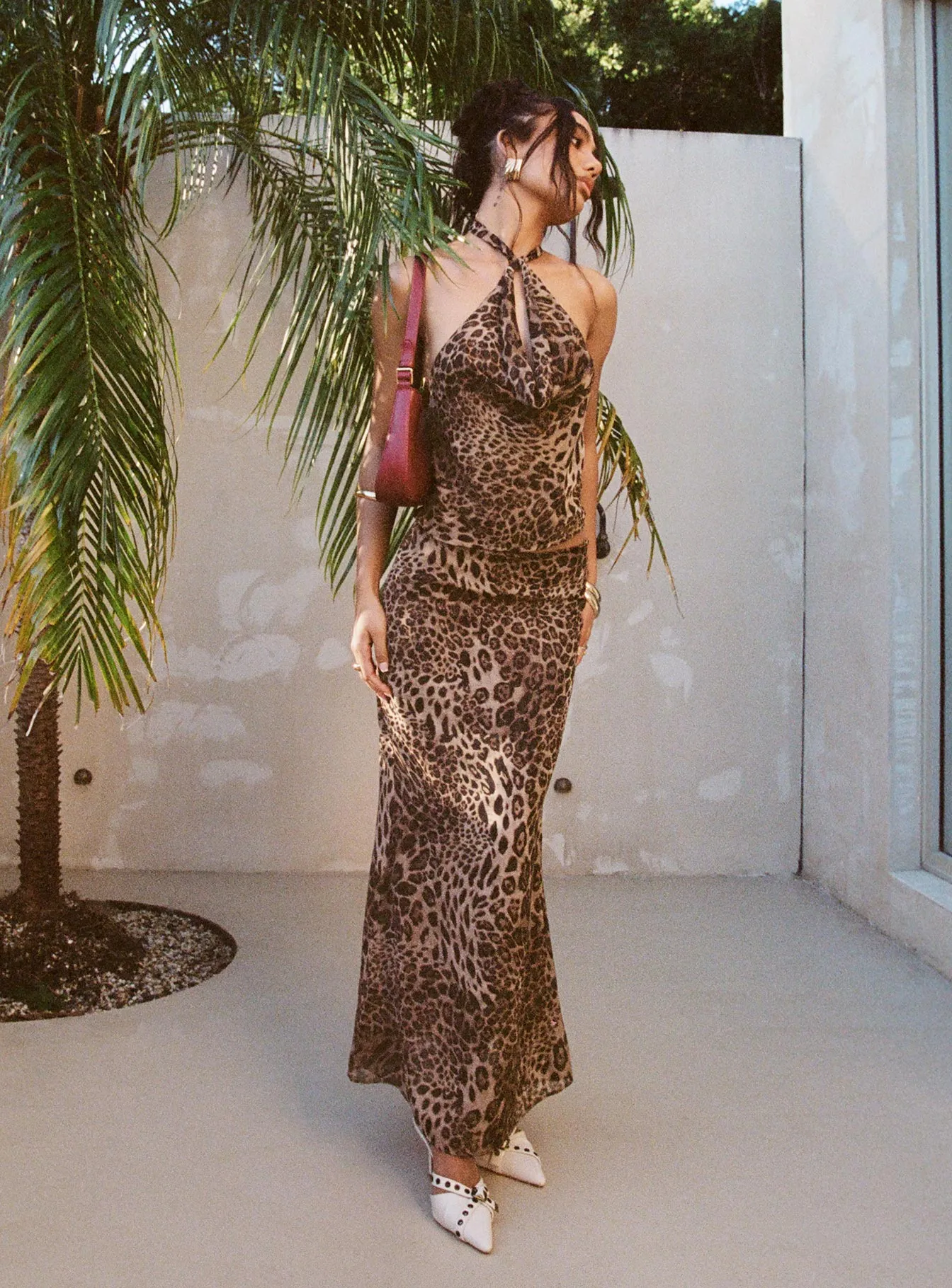 Eleganza Maxi Skirt Leopard Petite Quilted Texture