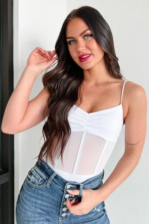Eco Cozy Dangerously Desirable Corset Mesh Bodysuit (White)