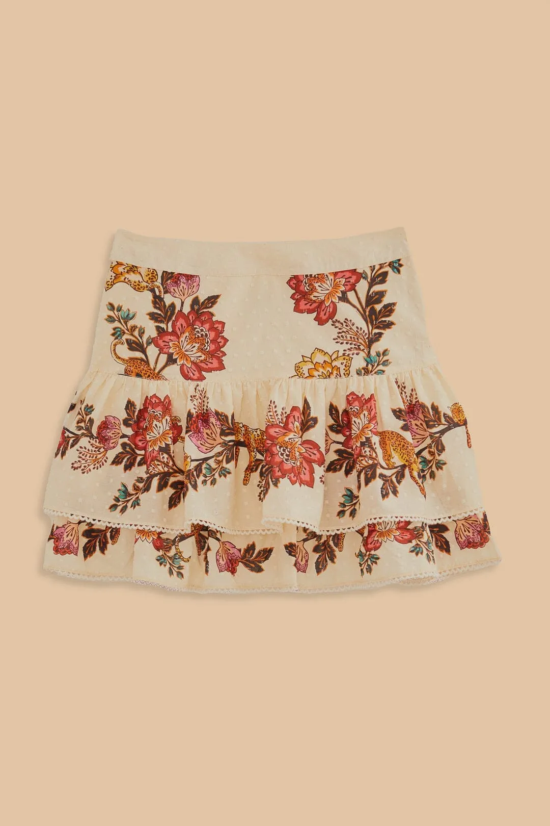 Light Outfit Sand Leopard Flowers Mini Skirt