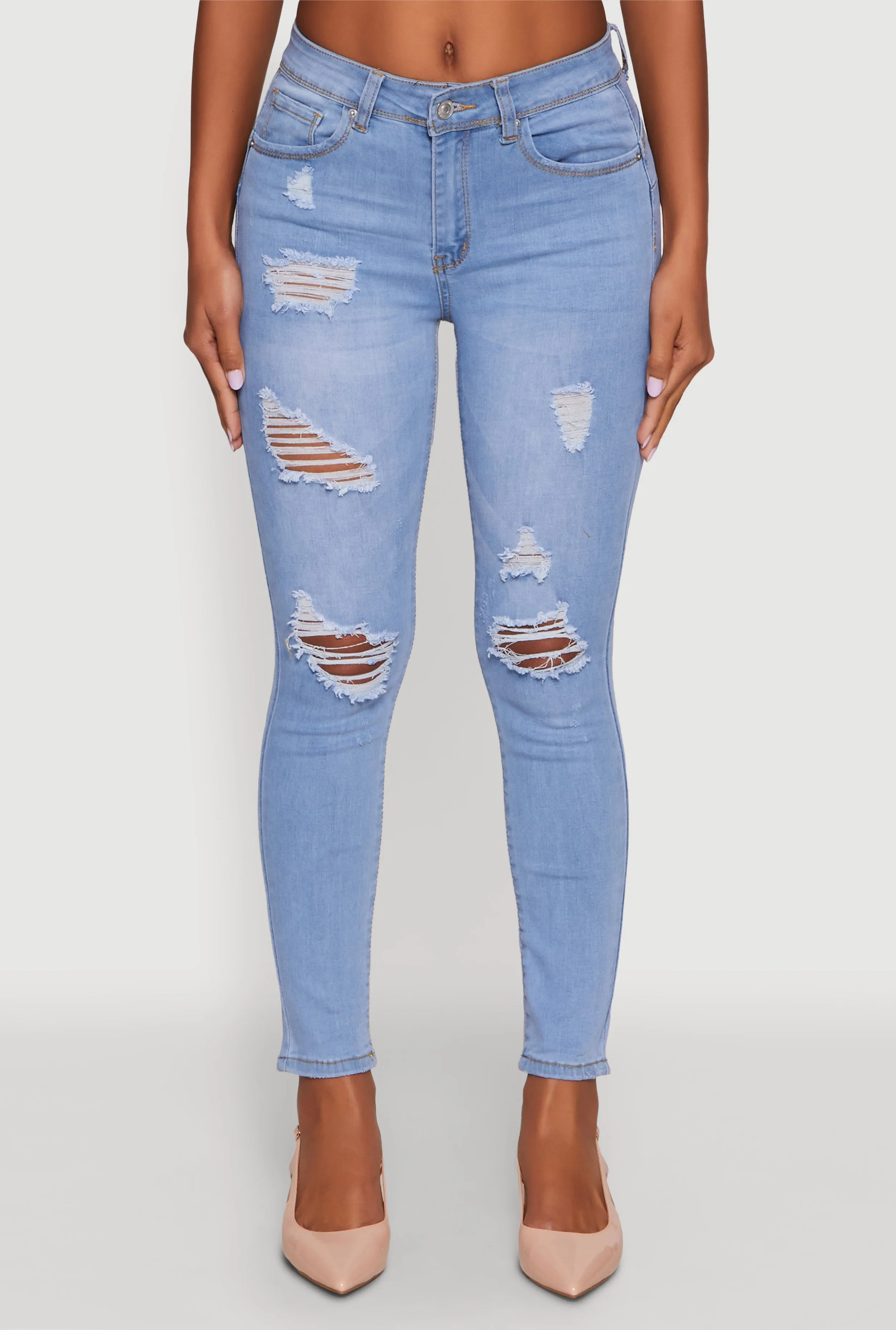 WAX Mid Rise Distressed Jeans Cool Outfit Modern Minimalist Rainy Day