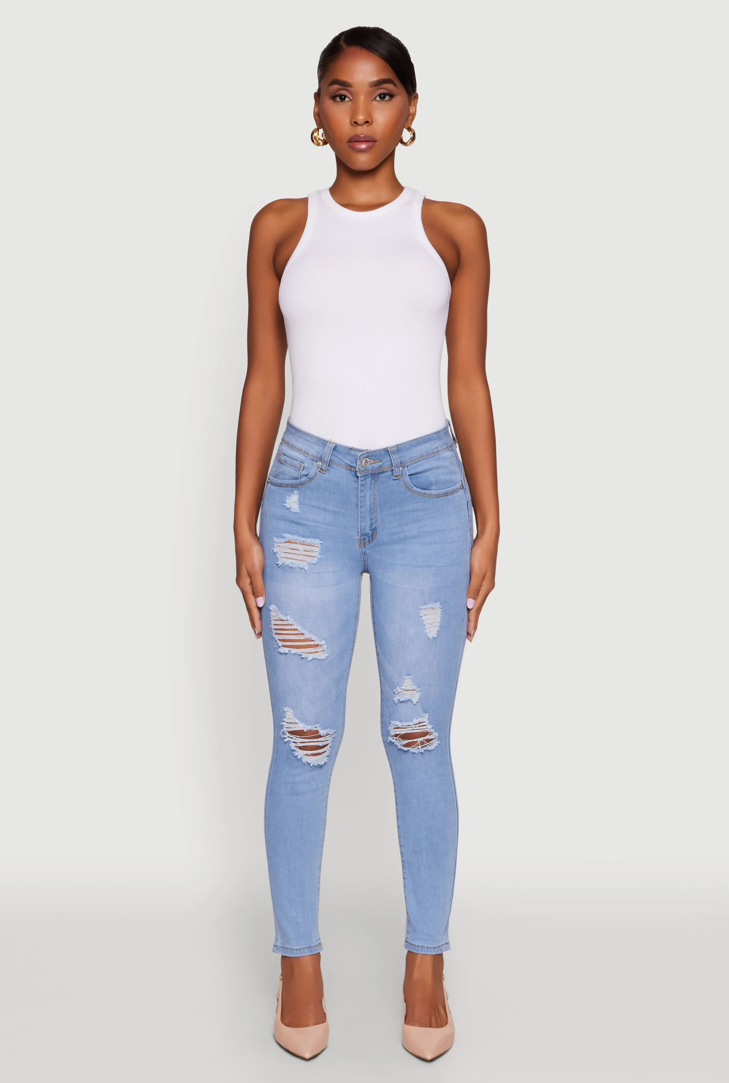 Soft Touch WAX Mid Rise Distressed Jeans