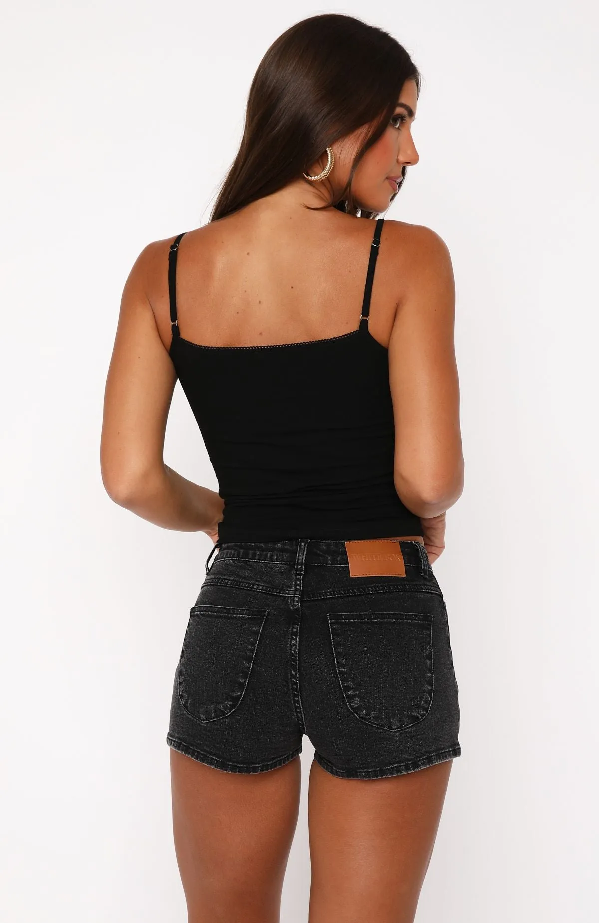 Quick Release Buckle Snag Free Zipper Remi Denim Shorts Black Acid