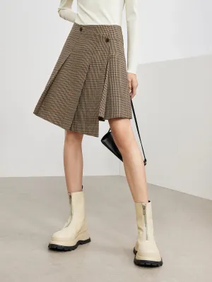 elastic waistband Asymmetric Vintage Check Skirt