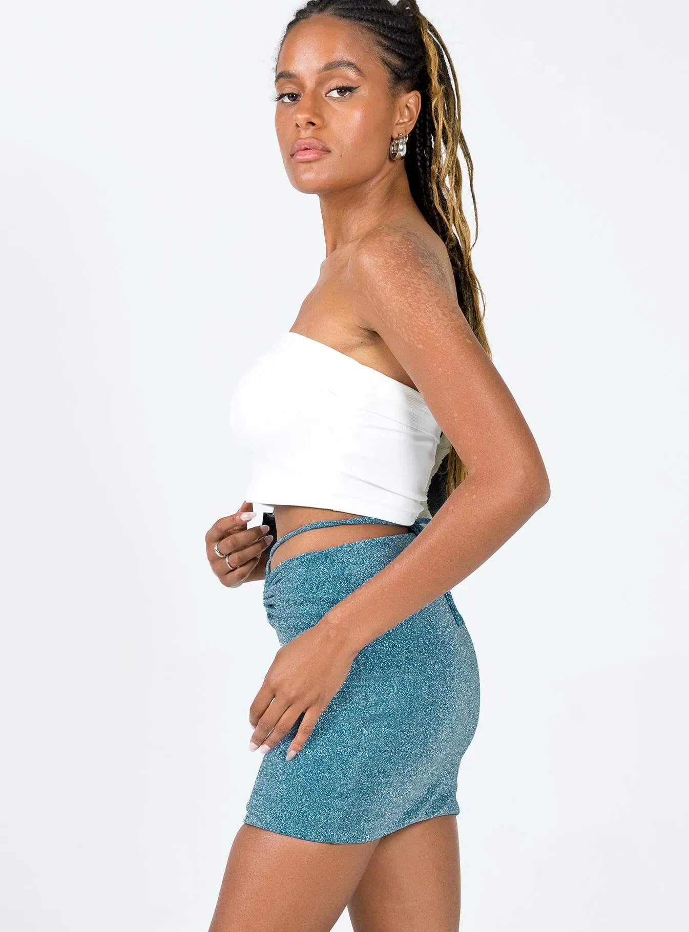 Hemp Blend Humaira Mini Skirt Blue