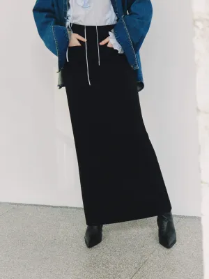 Straight Cut Slit Skirt Feminine Charm