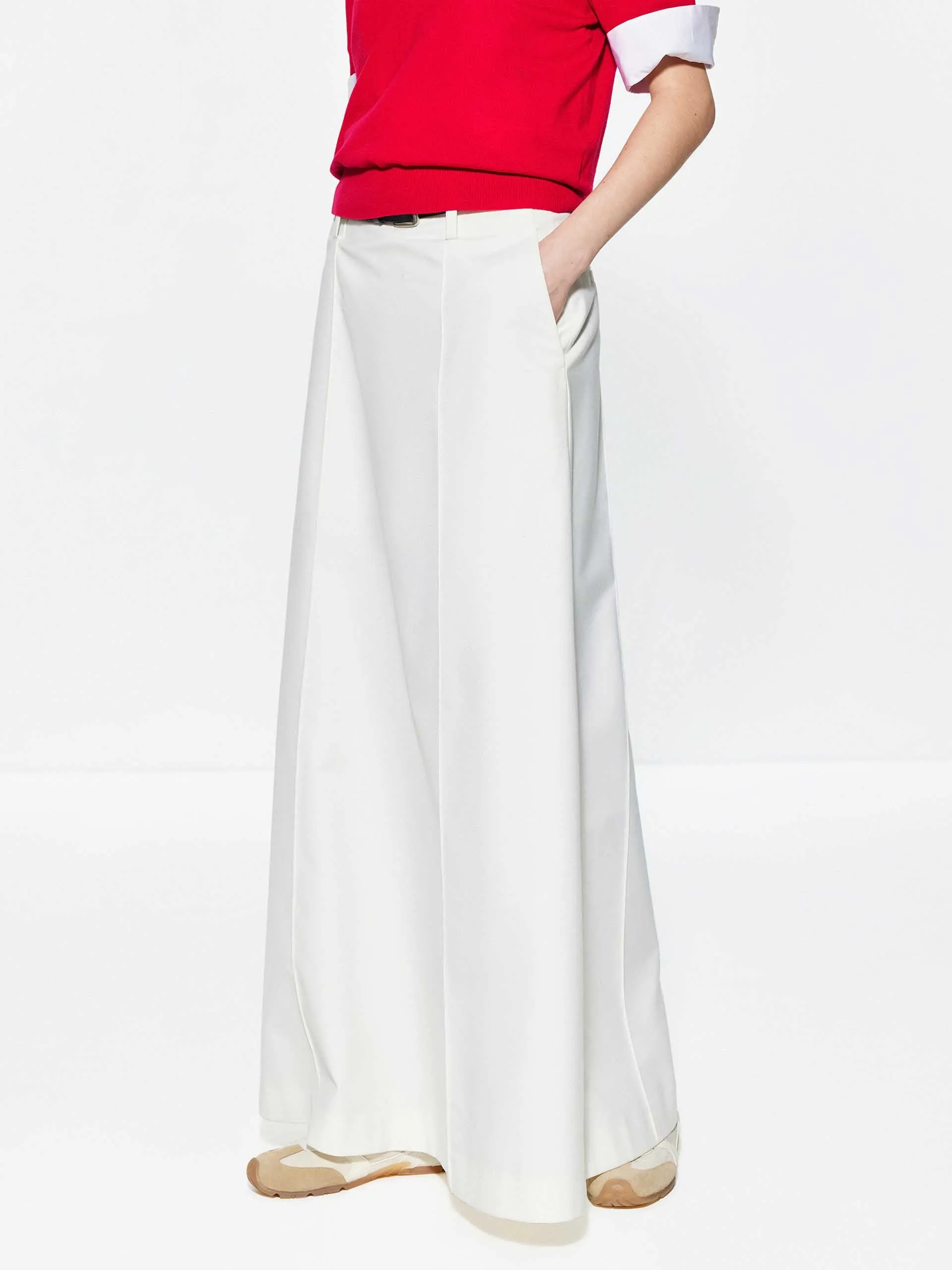 Include Belt Back Slit Maxi Skirt Functional Detail Cool Touch