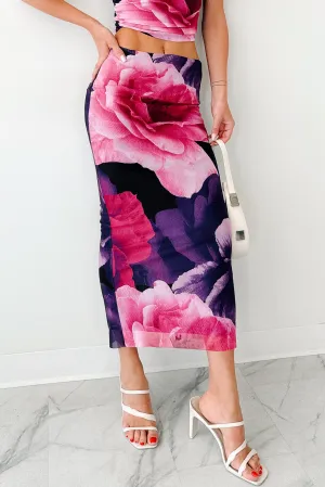 Mood Manifest Floral Mesh Midi Skirt (Pink/Purple) Simple looks