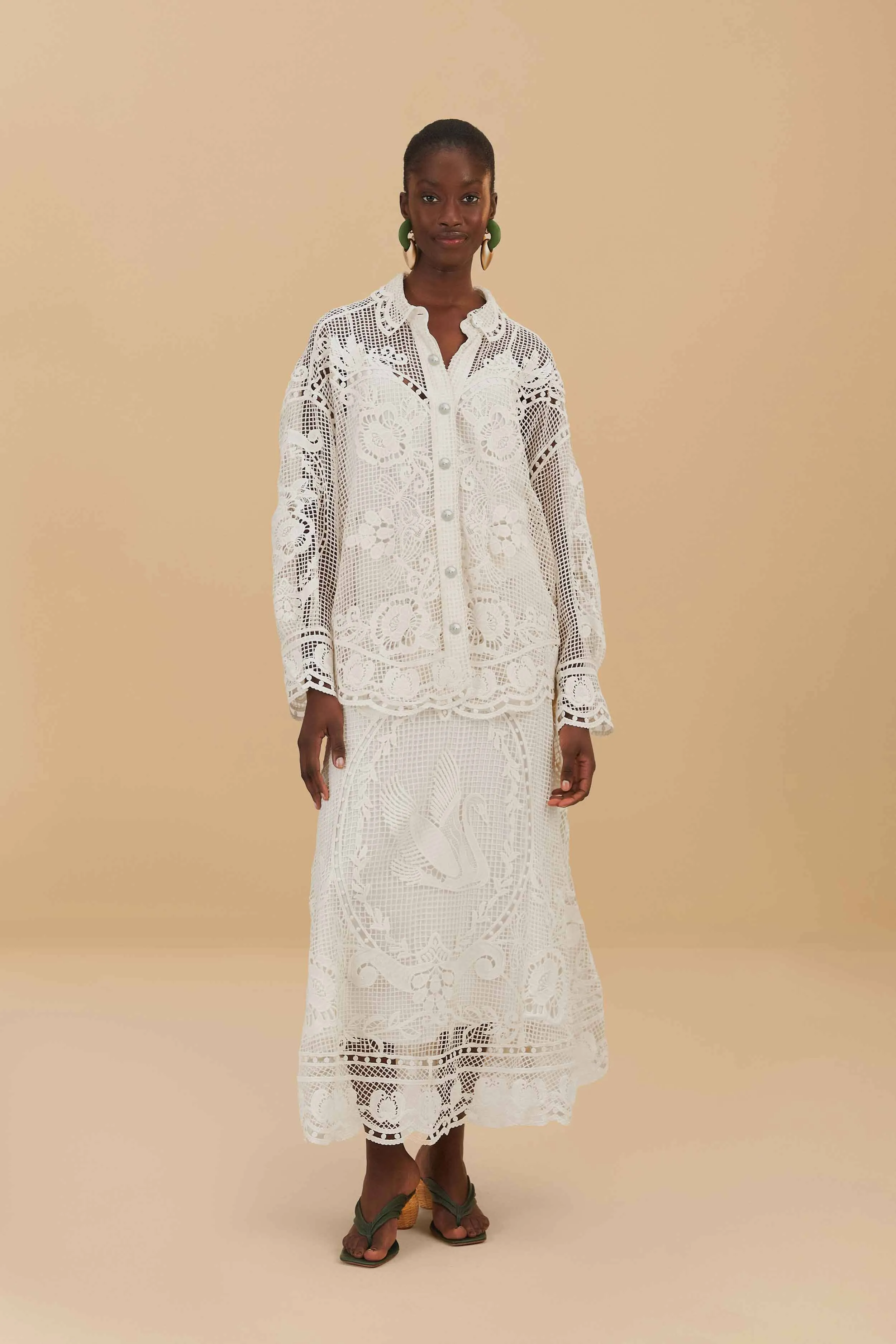 Off-White Swan Lake Guipure Midi Skirt Refined Edge On-The-Go Outfit